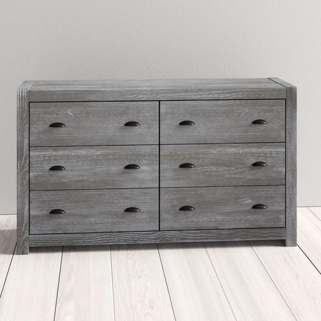 Montauk 6 Drawer Double Dresser Grain Wood Furniture Color: Rustic Gray
