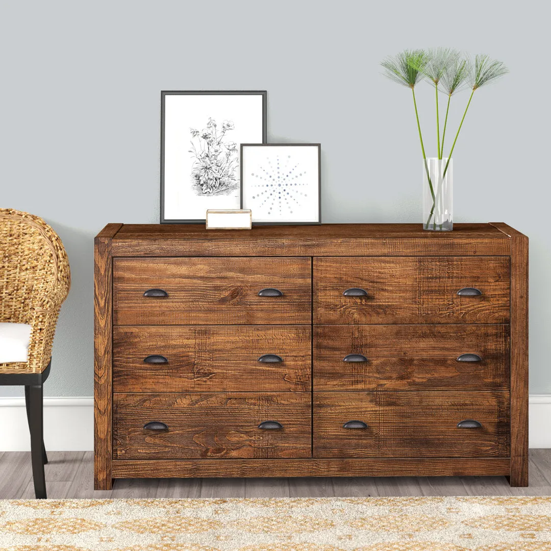 Montauk 6 Drawer Double Dresser Grain Wood Furniture Color: Rustic Walnut