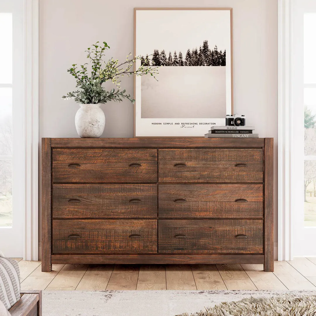 Montauk 6 Drawer Double Dresser Grain Wood Furniture Color: Rustic Walnut