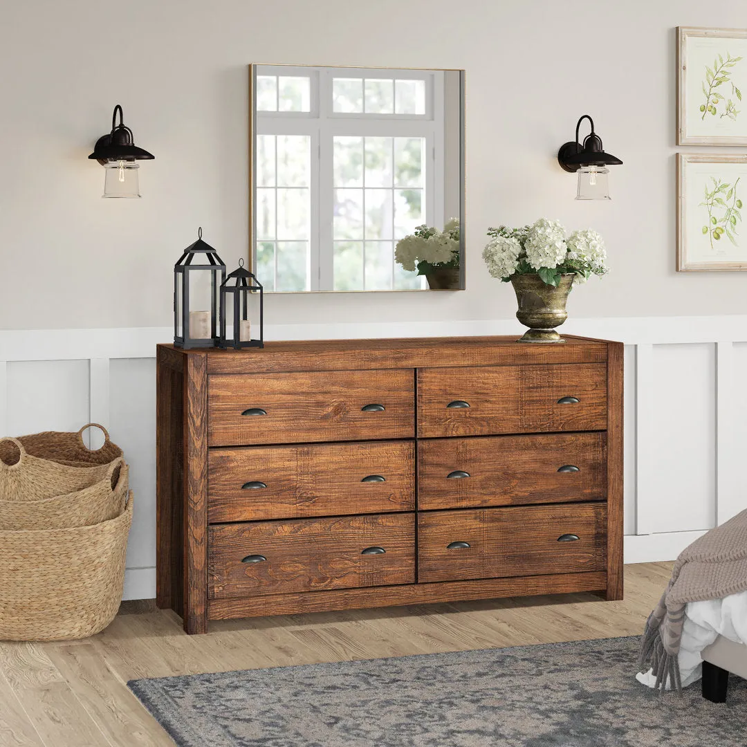 Montauk 6 Drawer Double Dresser Grain Wood Furniture Color: Rustic Walnut