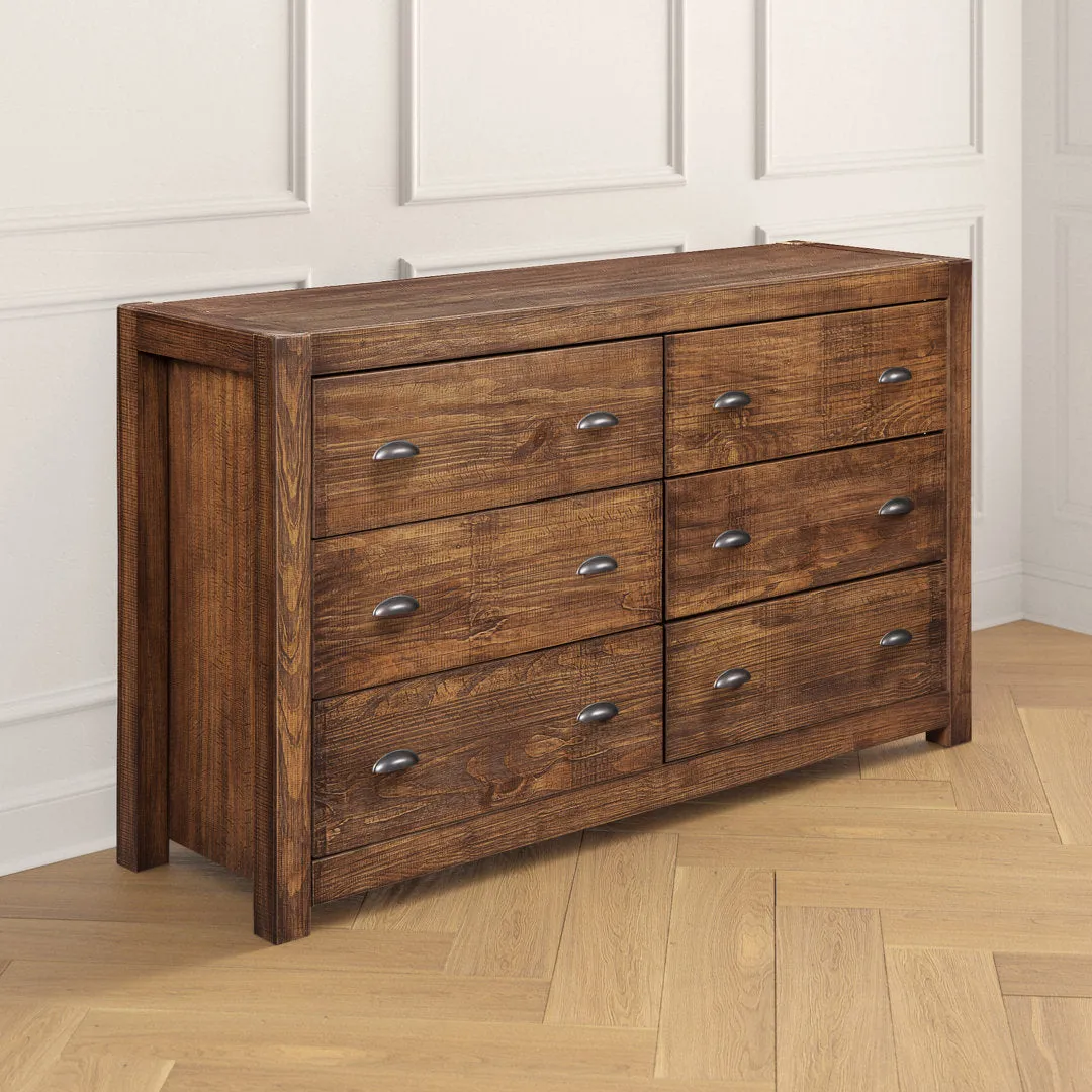 Montauk 6 Drawer Double Dresser Grain Wood Furniture Color: Rustic Walnut