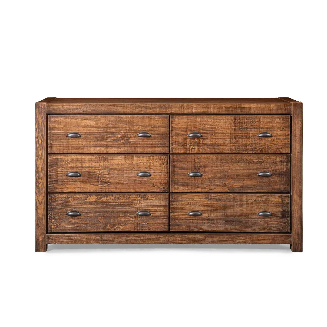 Montauk 6 Drawer Double Dresser Grain Wood Furniture Color: Rustic Walnut