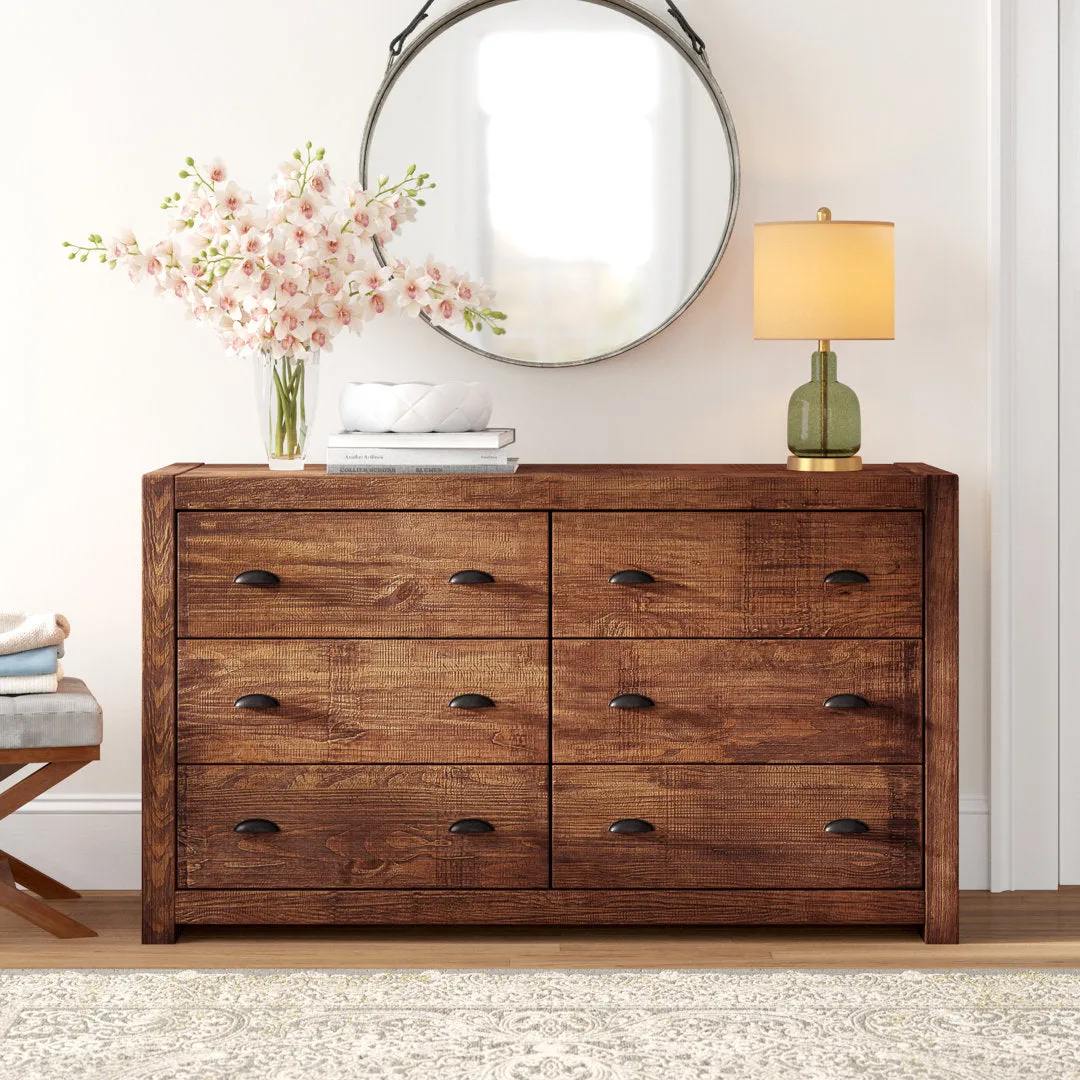 Montauk 6 Drawer Double Dresser Grain Wood Furniture Color: Rustic Walnut
