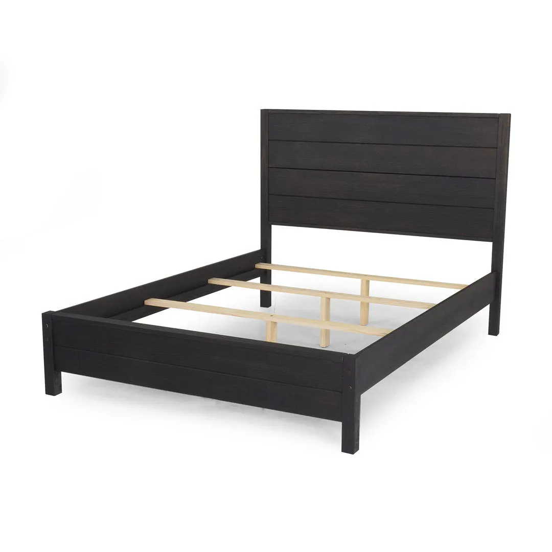 Montauk Solid Wood Bed Grain Wood Furniture Color: Farmhouse Black Size: Twin