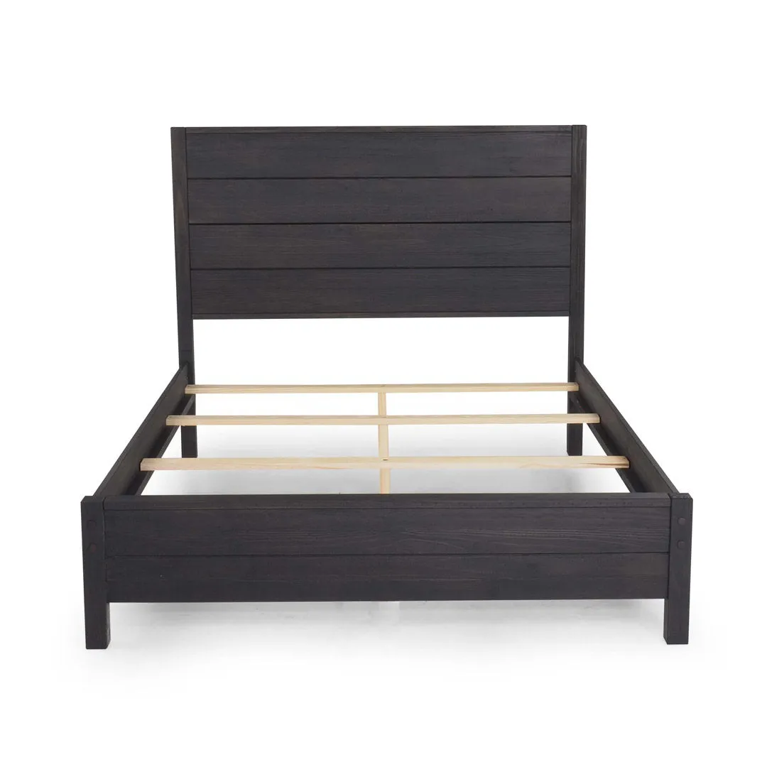 Montauk Solid Wood Bed Grain Wood Furniture Color: Farmhouse Black Size: Twin