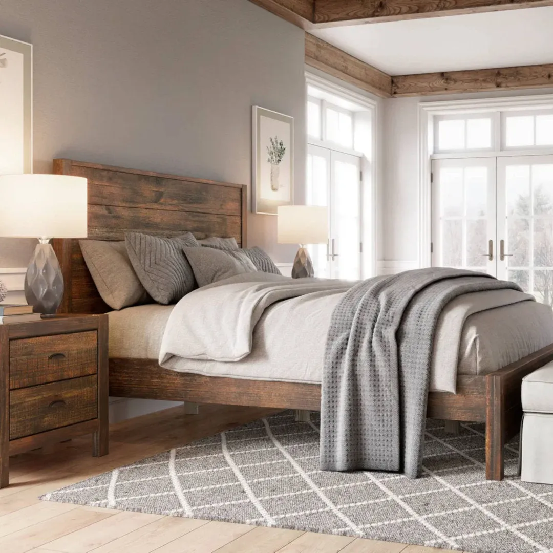 Montauk Solid Wood Bed Grain Wood Furniture Color: Rustic Walnut Size: King
