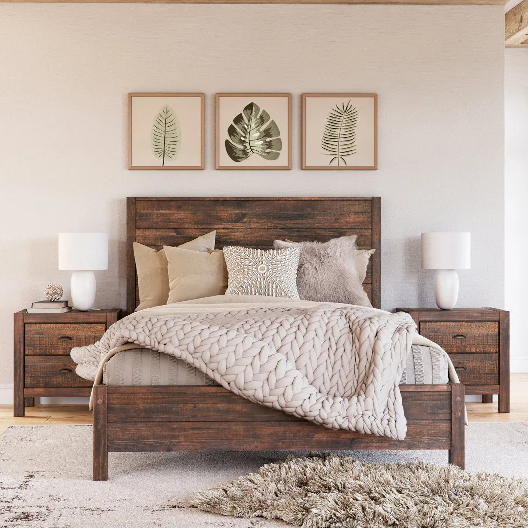 Montauk Solid Wood Bed Grain Wood Furniture Color: Rustic Walnut Size: Queen