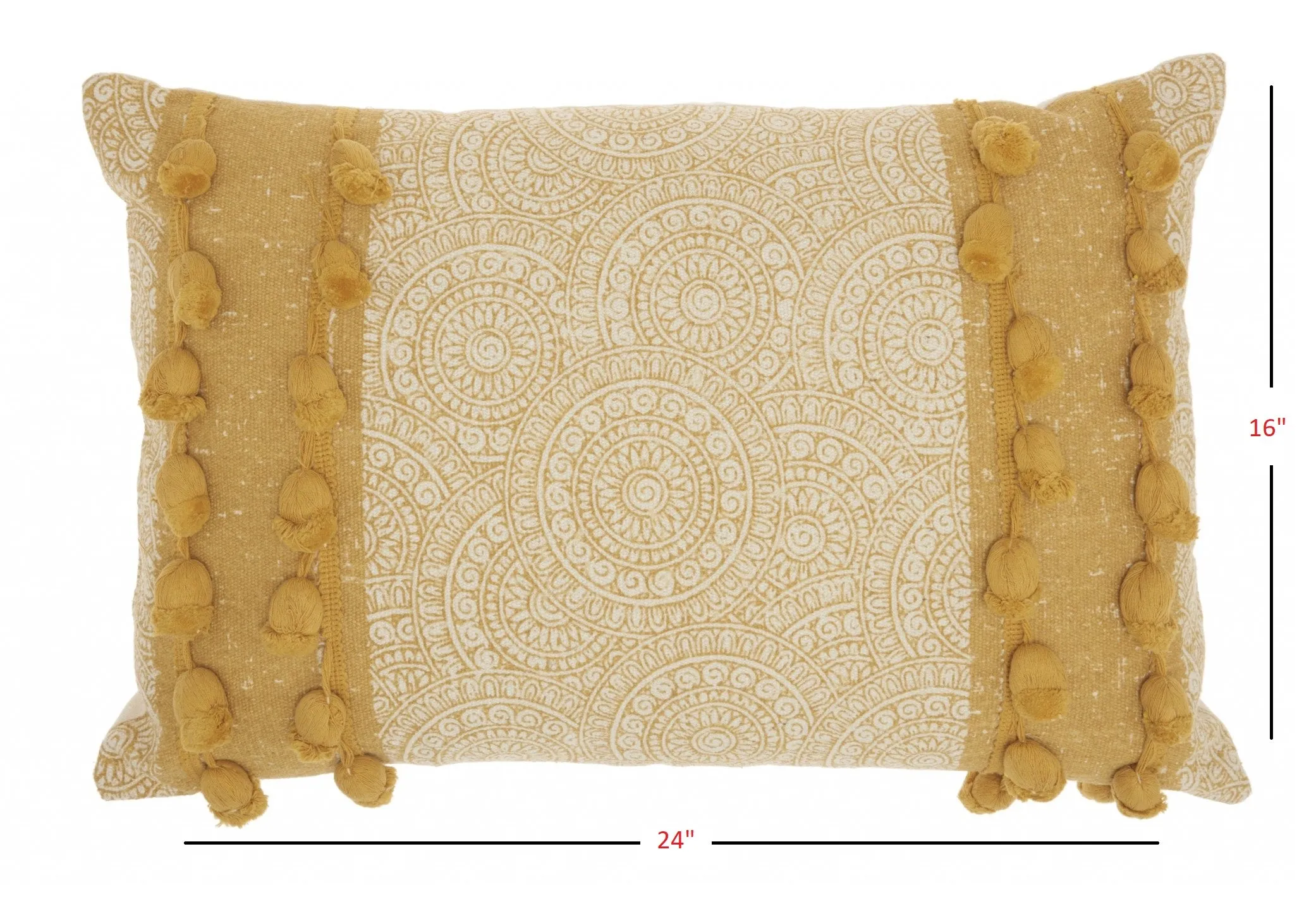 Mustard Rectangular Embellished Throw Pillow