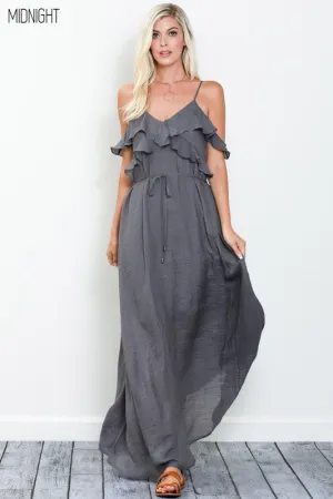 MYLA OFF SHOULDER MAXI DRESS GREY