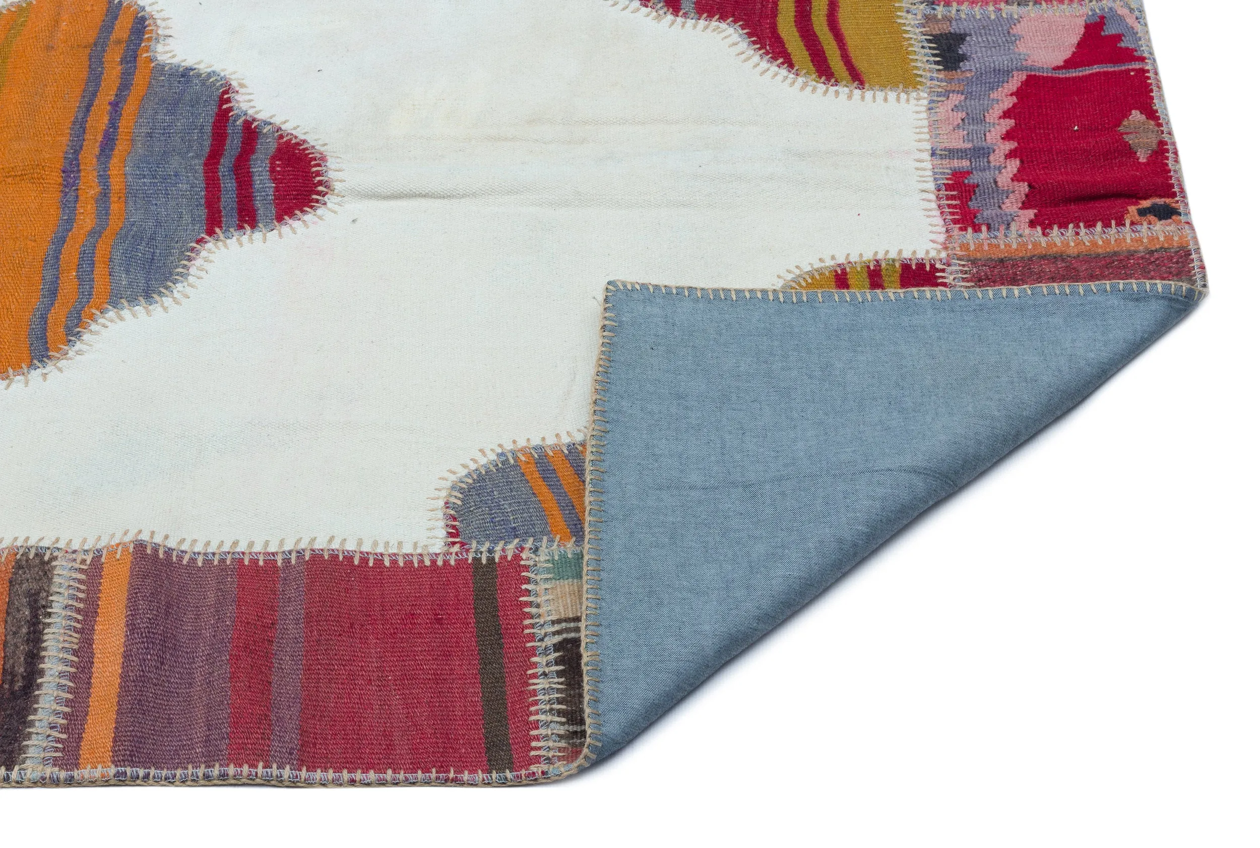 Naturel Over Dyed Kilim Patchwork Unique Rug 3'10'' x 5'10'' ft 118 x 177 cm