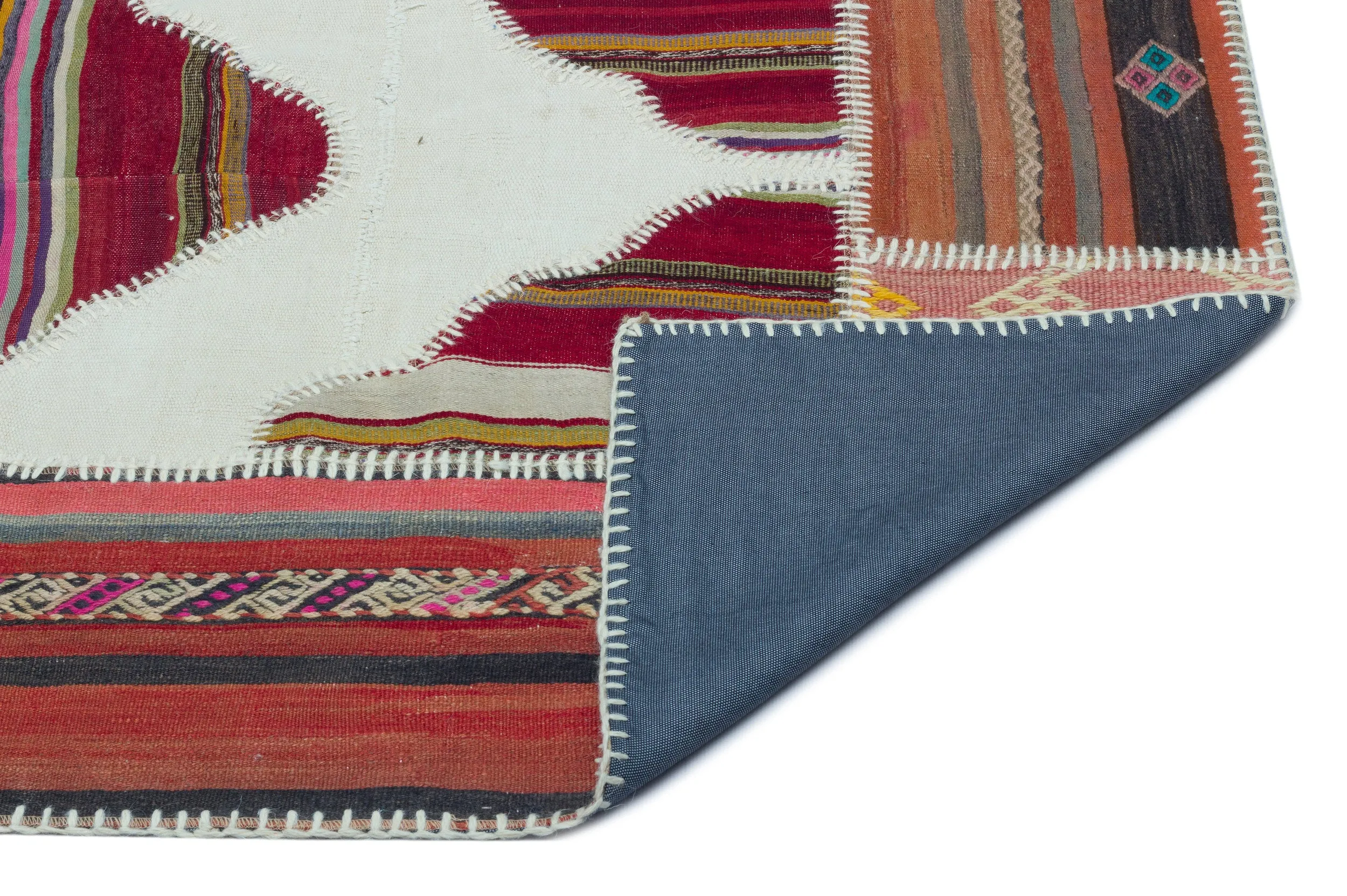 Naturel Over Dyed Kilim Patchwork Unique Rug 3'11'' x 5'9'' ft 120 x 176 cm