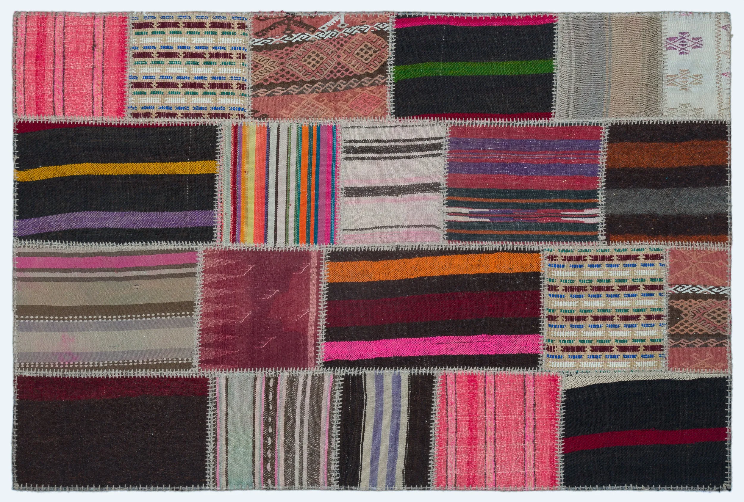 Naturel Over Dyed Kilim Patchwork Unique Rug 4'0'' x 5'12'' ft 122 x 182 cm