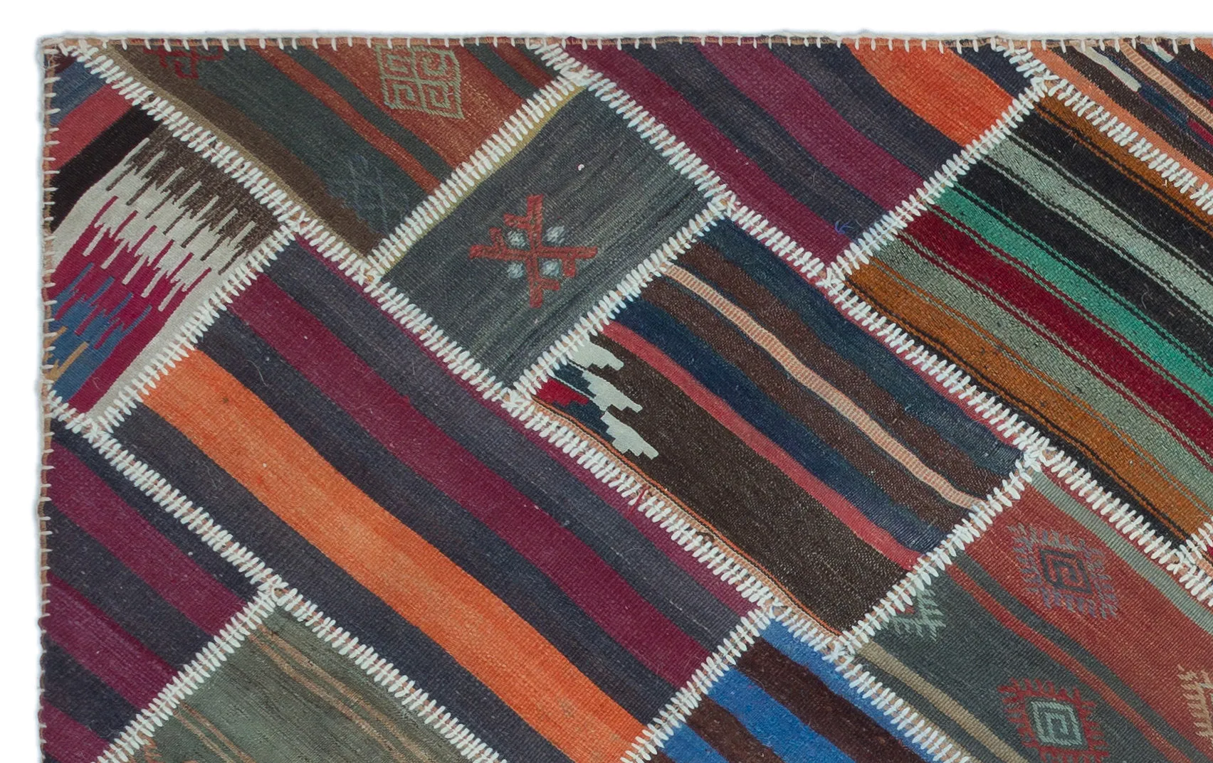 Naturel Over Dyed Kilim Patchwork Unique Rug 4'11'' x 7'10'' ft 150 x 238 cm
