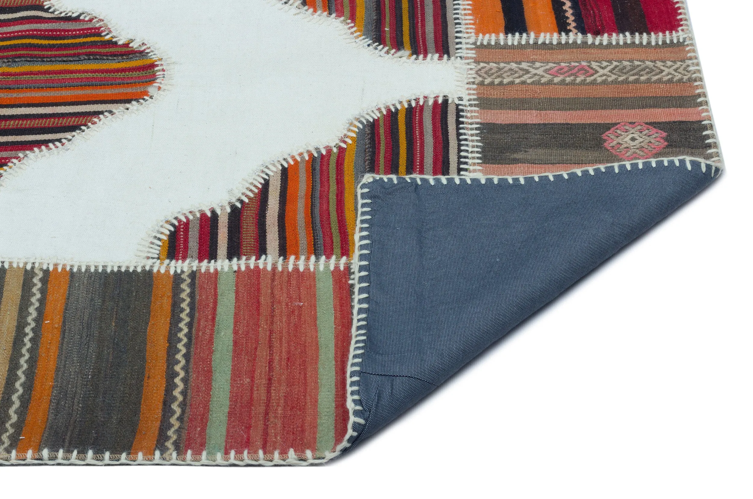 Naturel Over Dyed Kilim Patchwork Unique Rug 4'2'' x 6'0'' ft 127 x 184 cm
