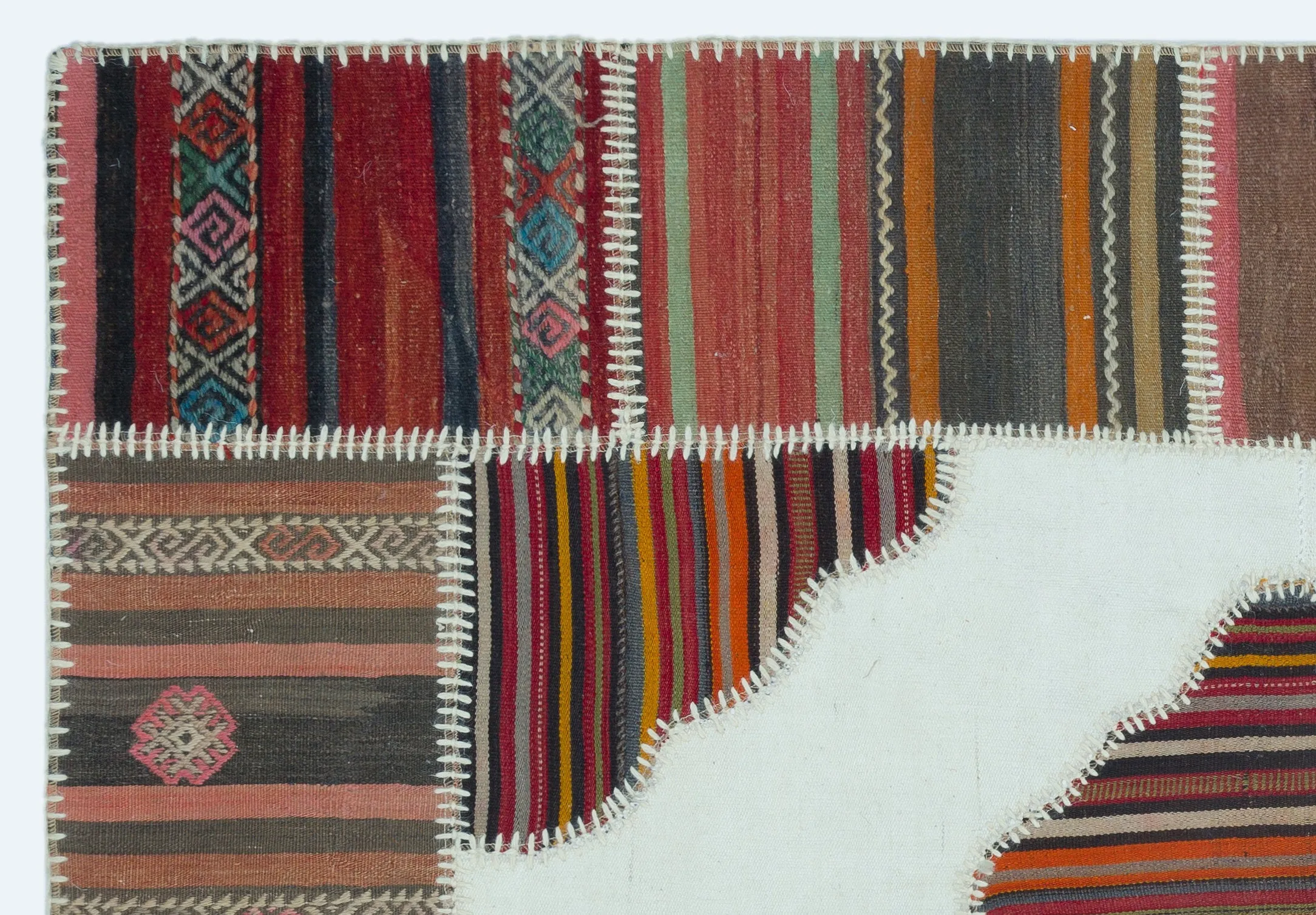 Naturel Over Dyed Kilim Patchwork Unique Rug 4'2'' x 6'0'' ft 127 x 184 cm