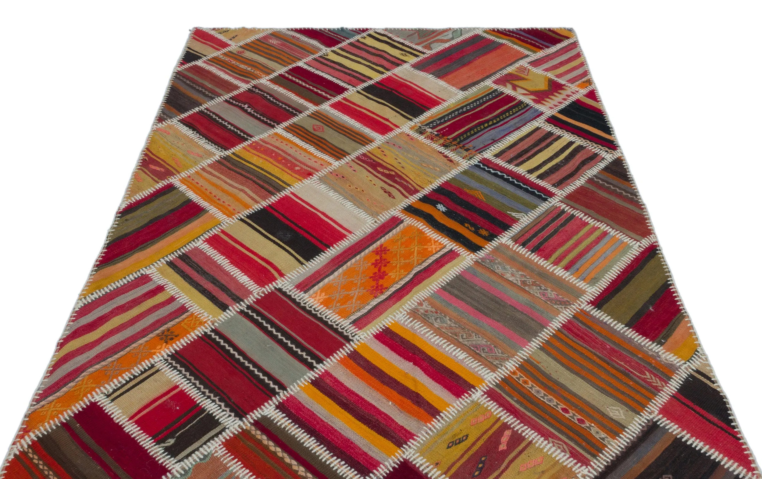 Naturel Over Dyed Kilim Patchwork Unique Rug 5'1'' x 7'10'' ft 155 x 240 cm