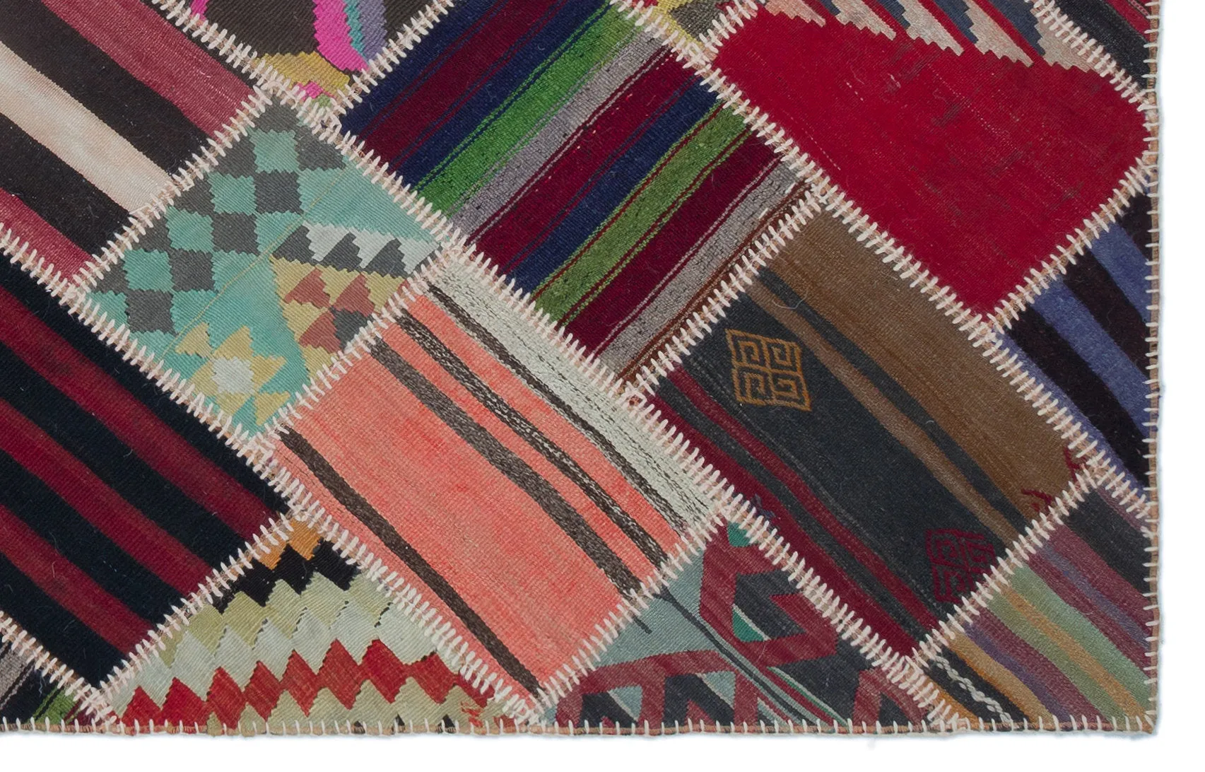 Naturel Over Dyed Kilim Patchwork Unique Rug 5'1'' x 7'11'' ft 154 x 242 cm
