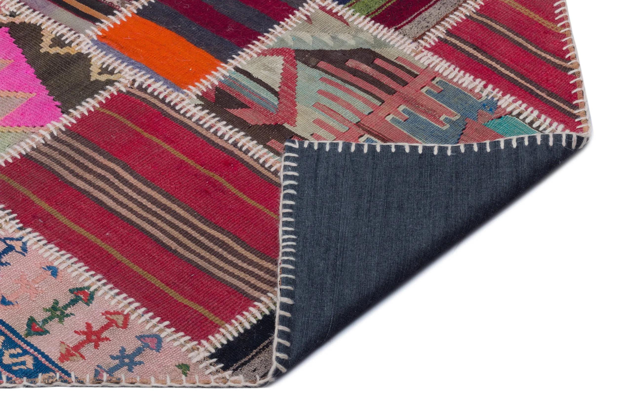 Naturel Over Dyed Kilim Patchwork Unique Rug 5'1'' x 7'11'' ft 154 x 242 cm