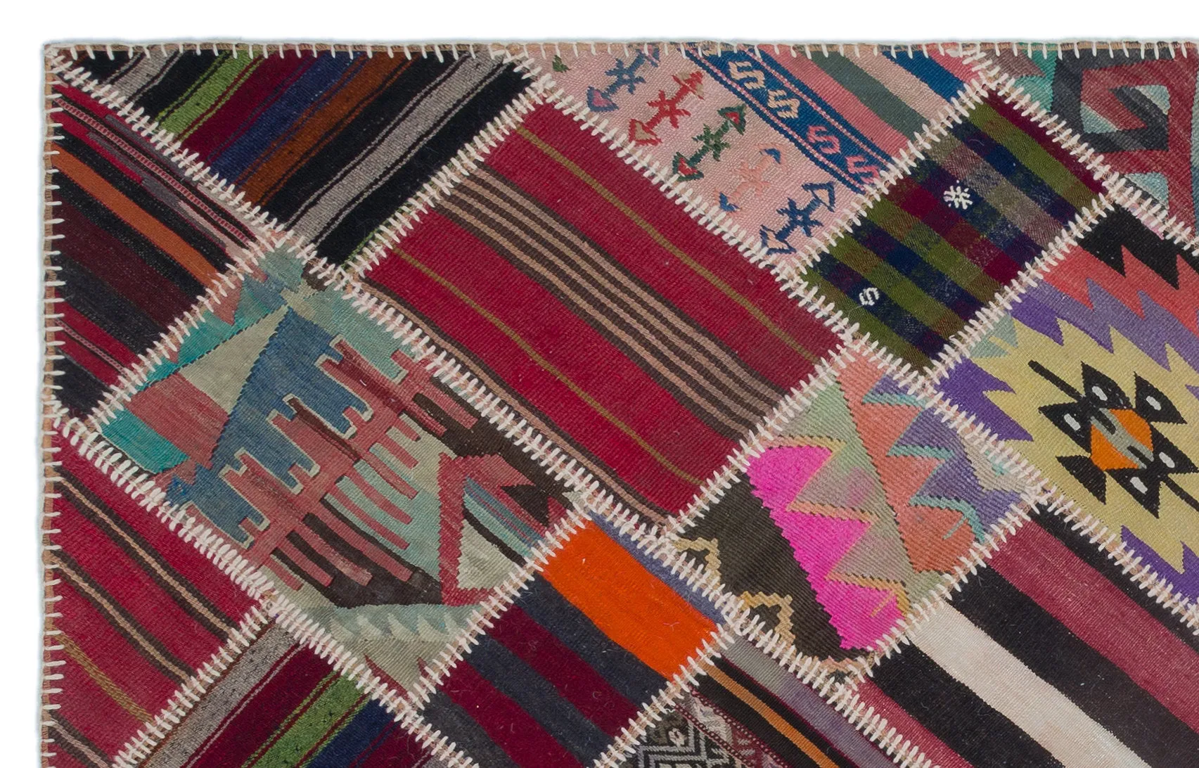 Naturel Over Dyed Kilim Patchwork Unique Rug 5'1'' x 7'11'' ft 154 x 242 cm