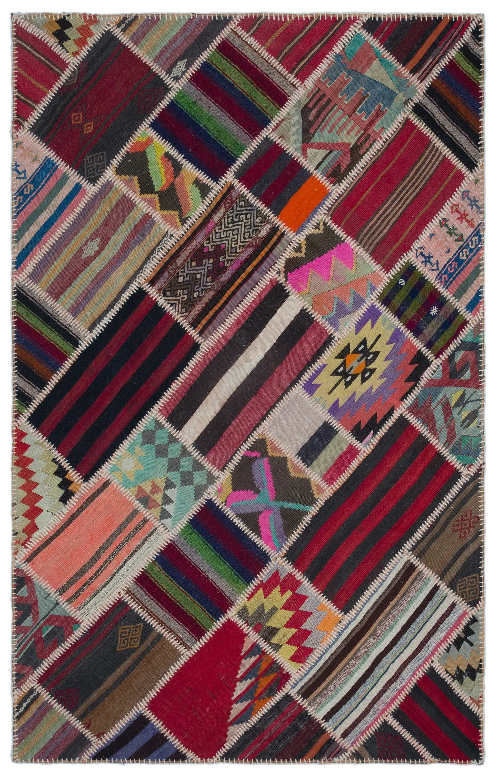 Naturel Over Dyed Kilim Patchwork Unique Rug 5'1'' x 7'11'' ft 154 x 242 cm