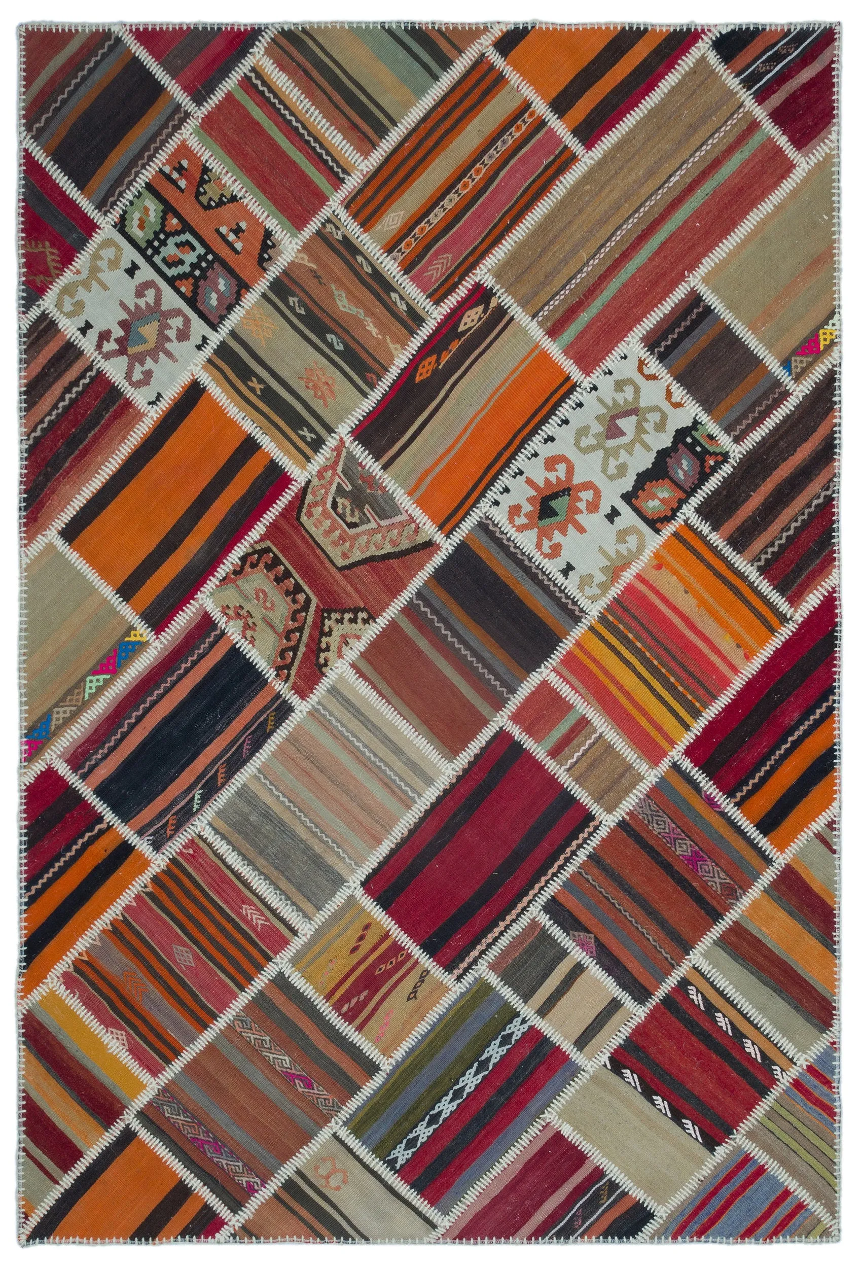 Naturel Over Dyed Kilim Patchwork Unique Rug 5'3'' x 7'10'' ft 160 x 238 cm