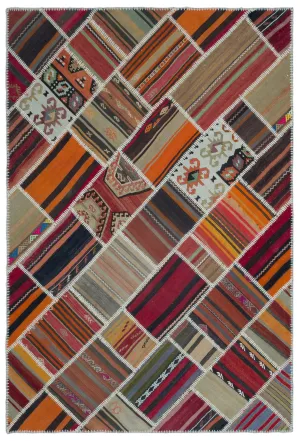 Naturel Over Dyed Kilim Patchwork Unique Rug 5'3'' x 7'10'' ft 160 x 238 cm