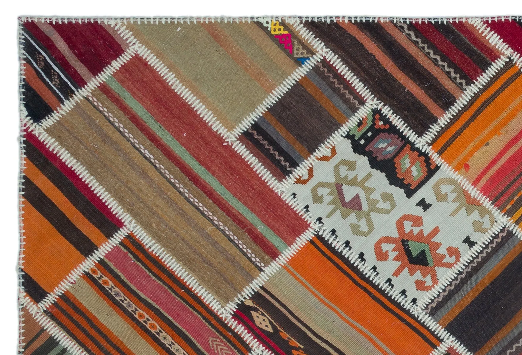 Naturel Over Dyed Kilim Patchwork Unique Rug 5'3'' x 7'10'' ft 160 x 238 cm