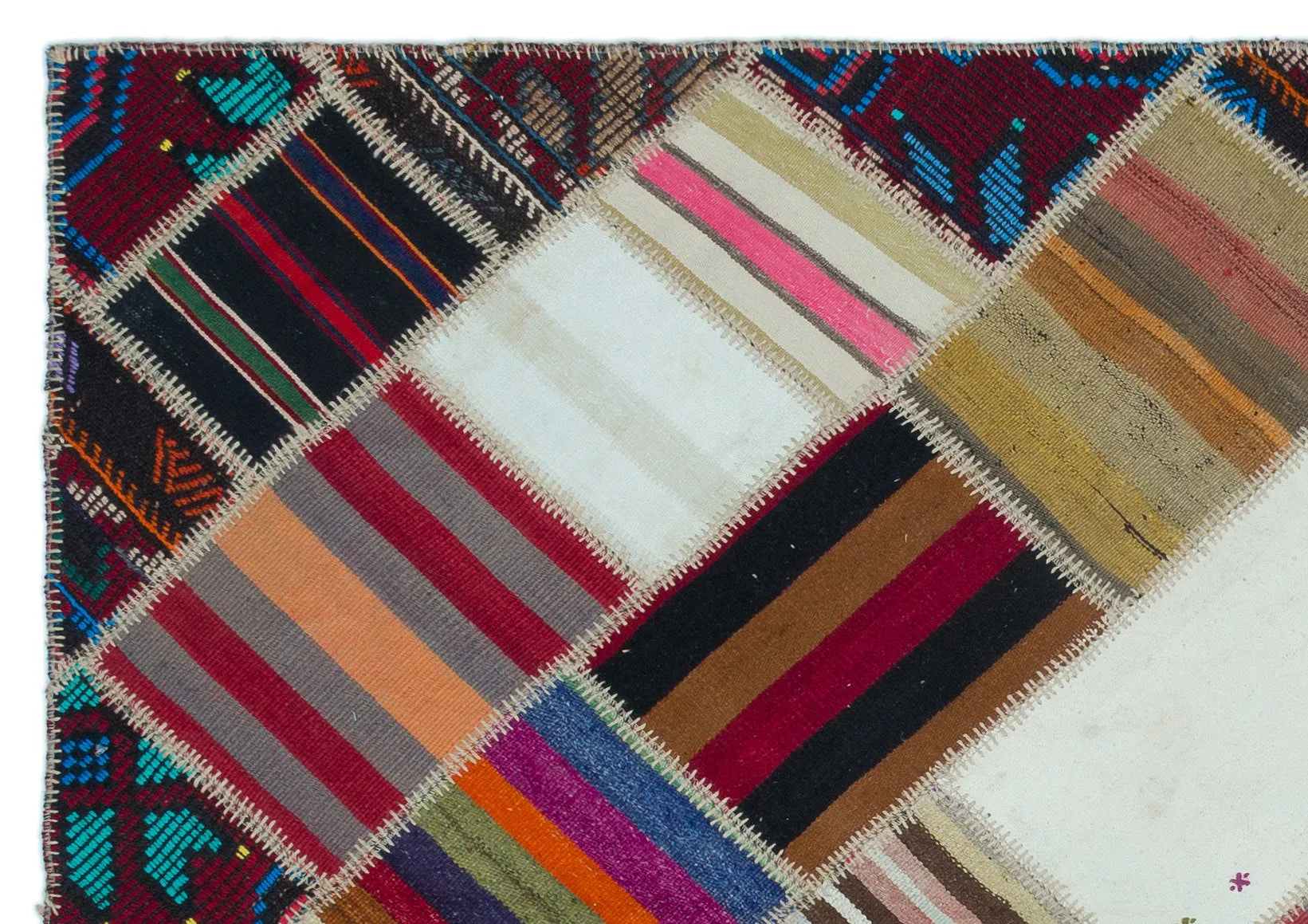Naturel Over Dyed Kilim Patchwork Unique Rug 5'3'' x 7'5'' ft 160 x 226 cm