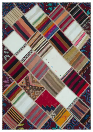 Naturel Over Dyed Kilim Patchwork Unique Rug 5'3'' x 7'5'' ft 160 x 226 cm