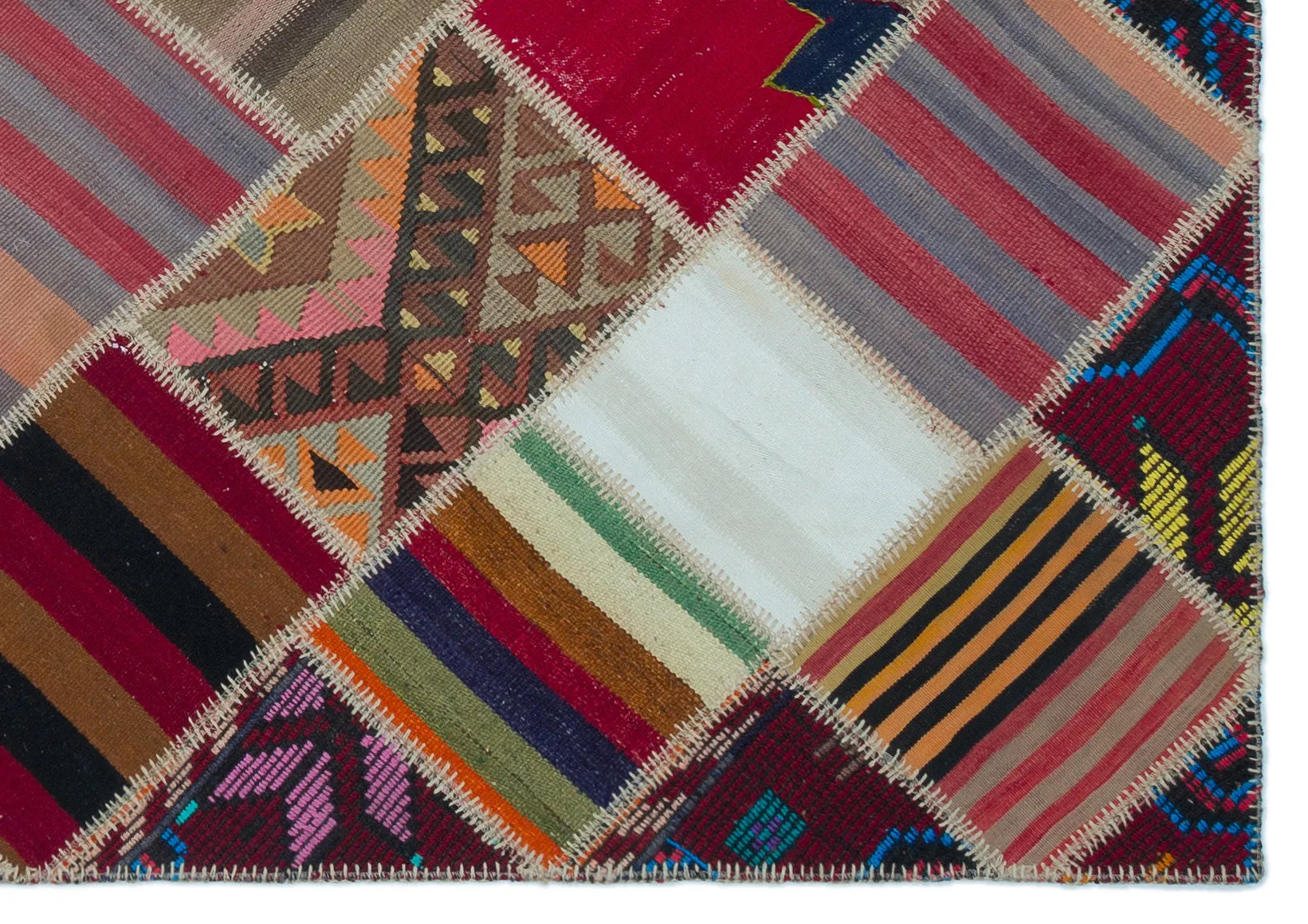 Naturel Over Dyed Kilim Patchwork Unique Rug 5'3'' x 7'5'' ft 160 x 226 cm