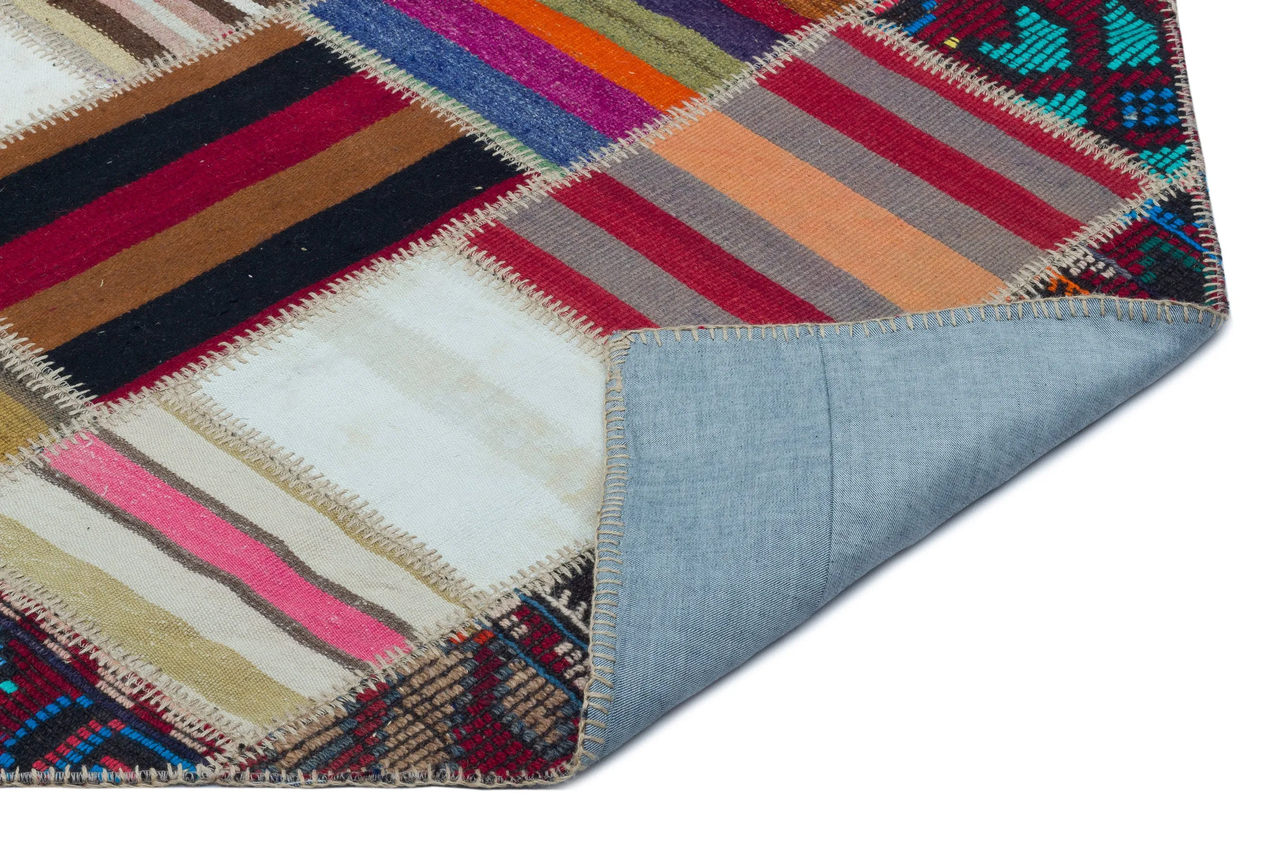 Naturel Over Dyed Kilim Patchwork Unique Rug 5'3'' x 7'5'' ft 160 x 226 cm
