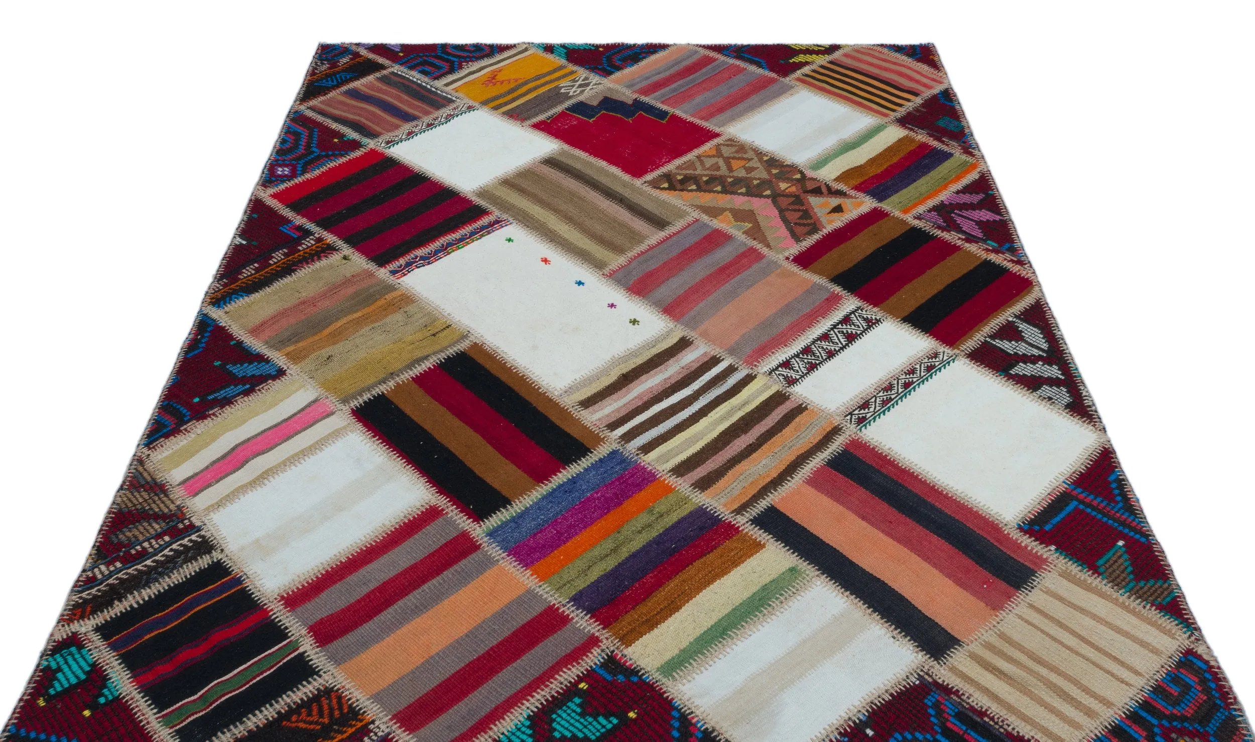 Naturel Over Dyed Kilim Patchwork Unique Rug 5'3'' x 7'5'' ft 160 x 226 cm