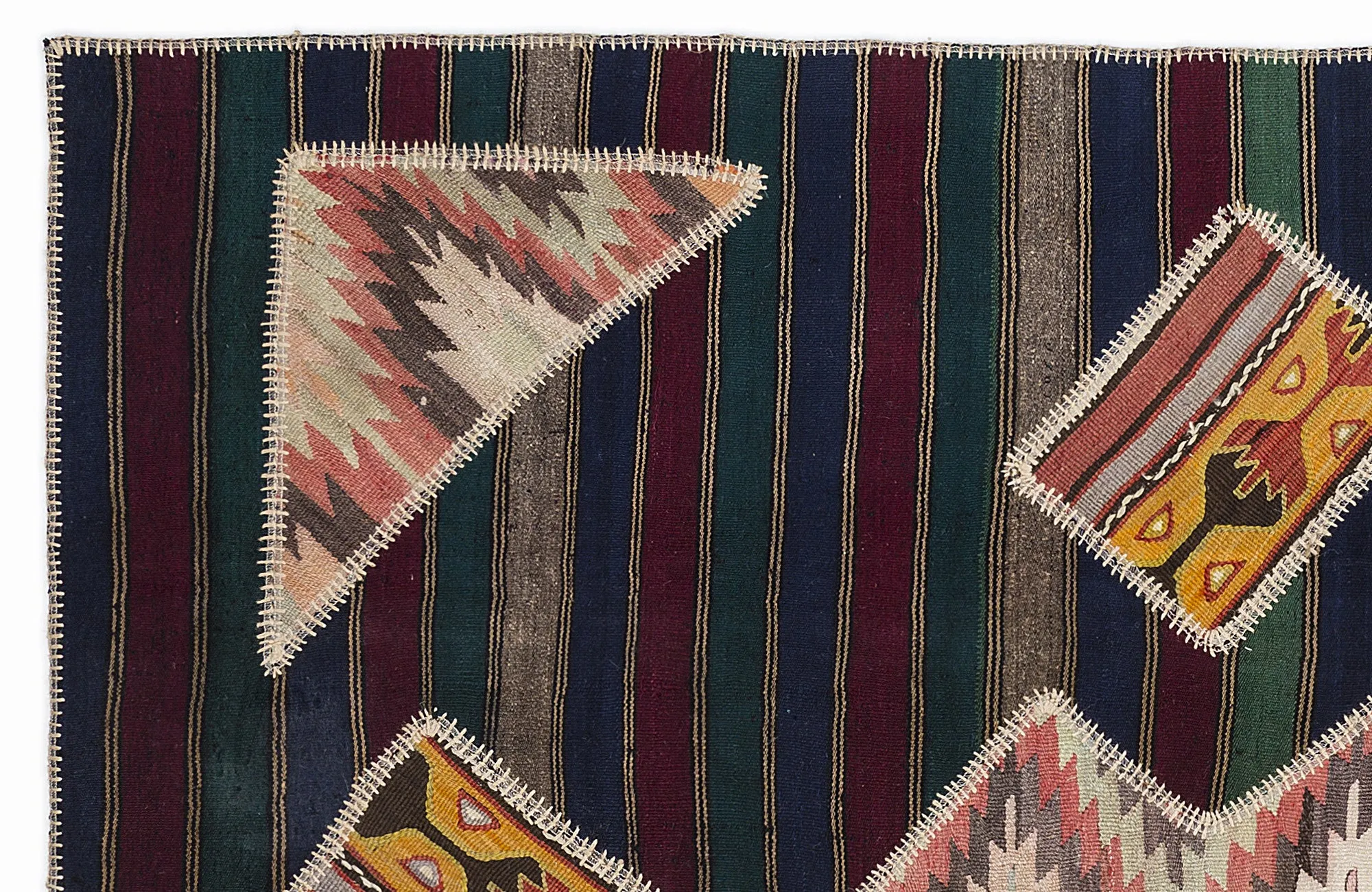 Naturel Over Dyed Kilim Patchwork Unique Rug 5'3'' x 7'7'' ft 160 x 230 cm