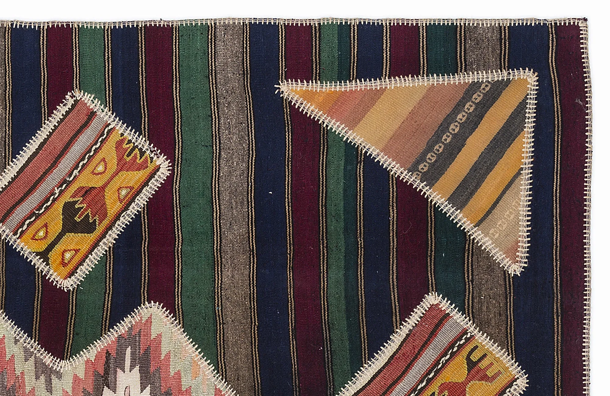 Naturel Over Dyed Kilim Patchwork Unique Rug 5'3'' x 7'7'' ft 160 x 230 cm