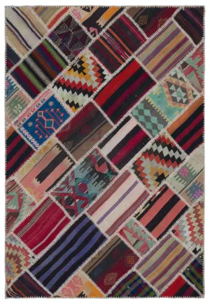 Naturel Over Dyed Kilim Patchwork Unique Rug 5'3'' x 7'9'' ft 160 x 236 cm
