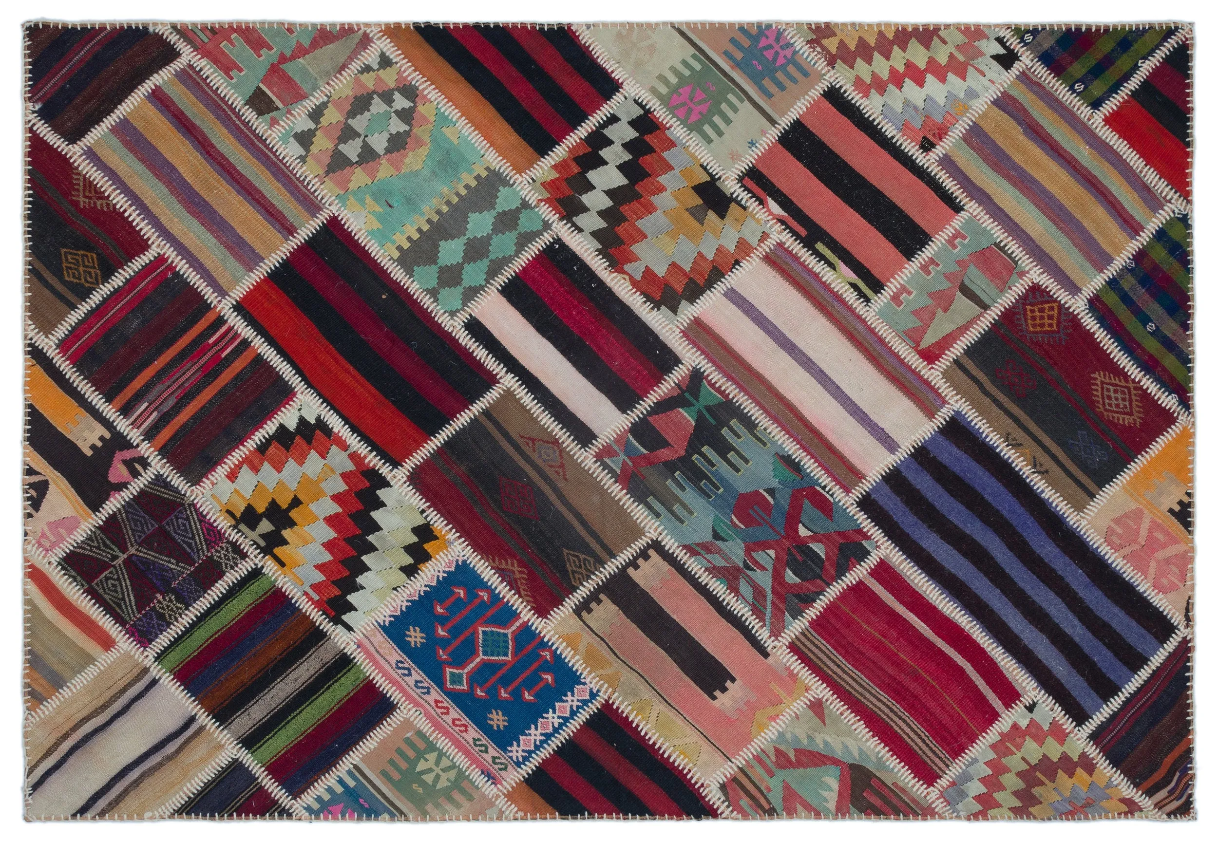 Naturel Over Dyed Kilim Patchwork Unique Rug 5'3'' x 7'9'' ft 160 x 236 cm