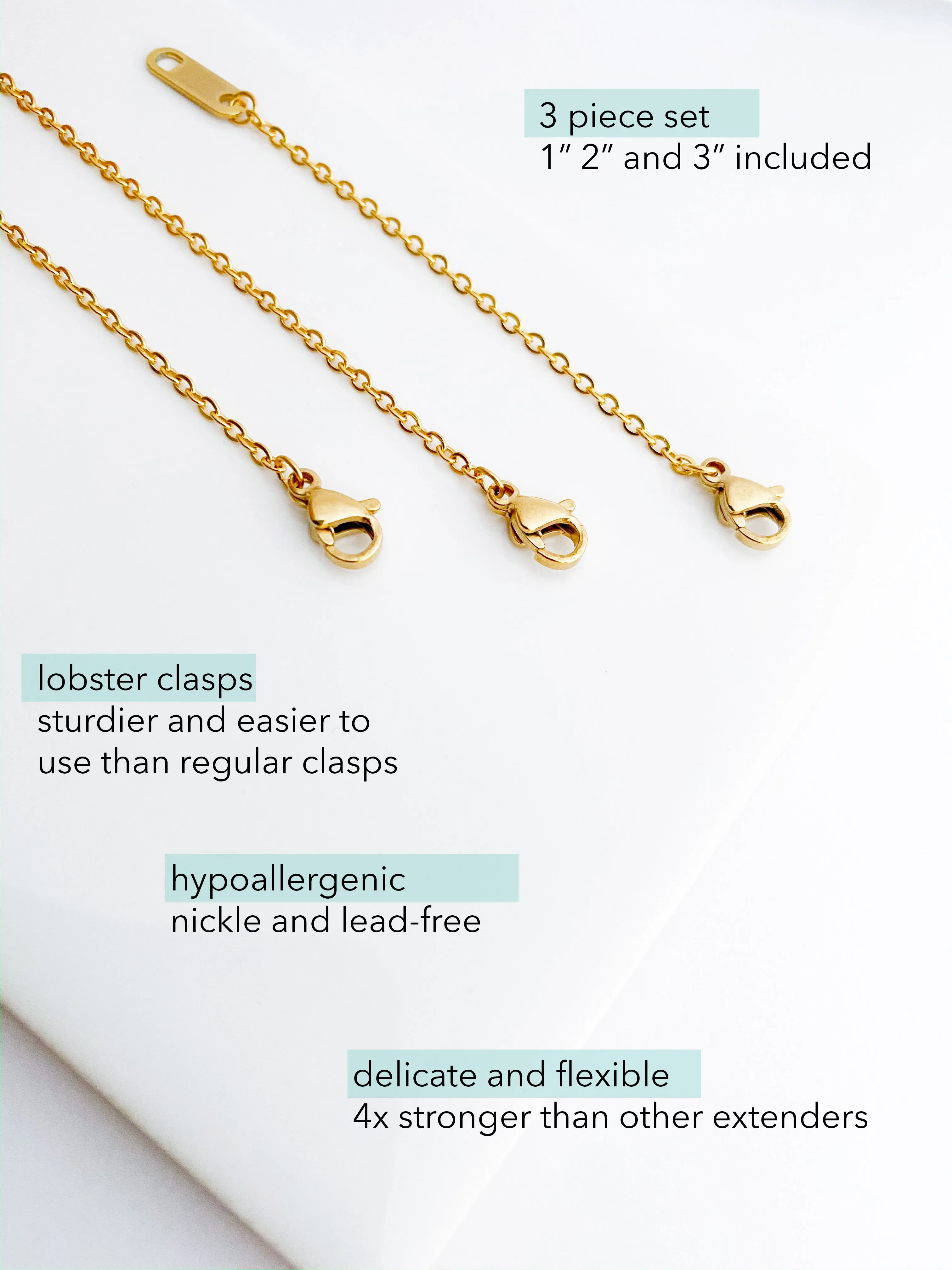 Necklace Extender 3 Piece Chain Set