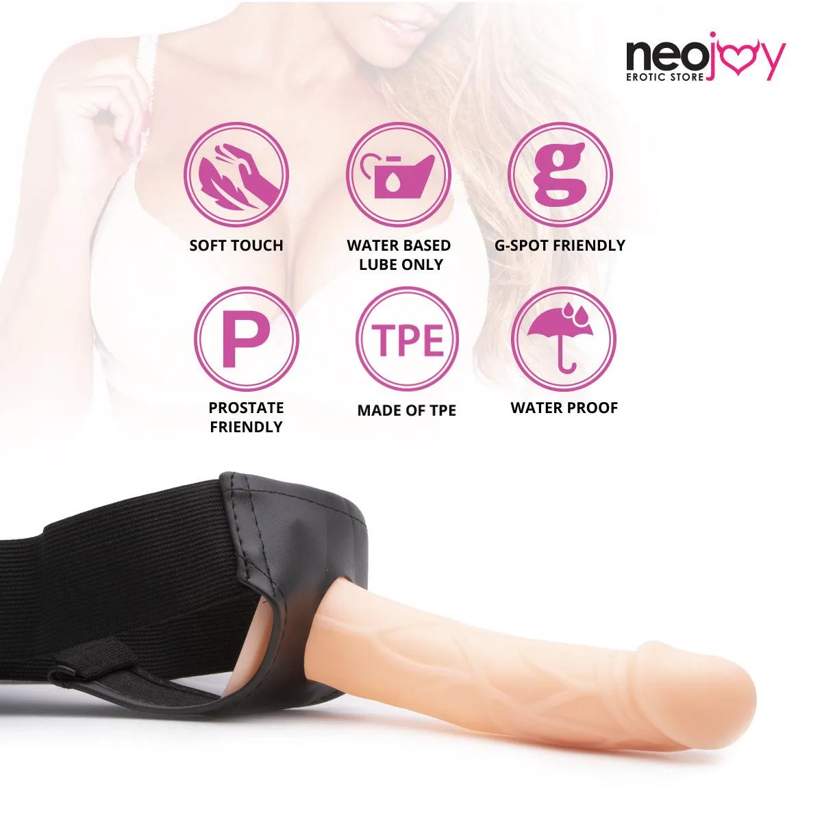 Neojoy Girthy Strap - Dildo Strap-On Harness - Sex Toy for Lesbian Couples Pegging Riding - G-Spot Penetration