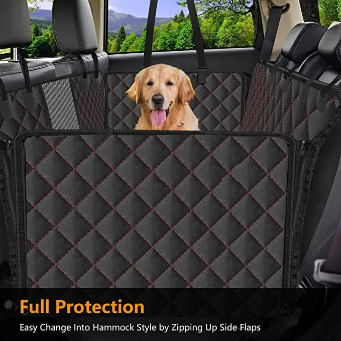 New Dog Car Seat Cover,100% Waterproof Scratchproof Hammock with Mesh Windows for Pets Back Seat Protection Against Dirt for Cars, SUVs and Trucks