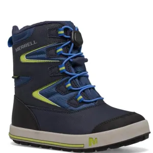 NEW MERRELL snow bank 3.0 waterproof kids boot in navy/citron