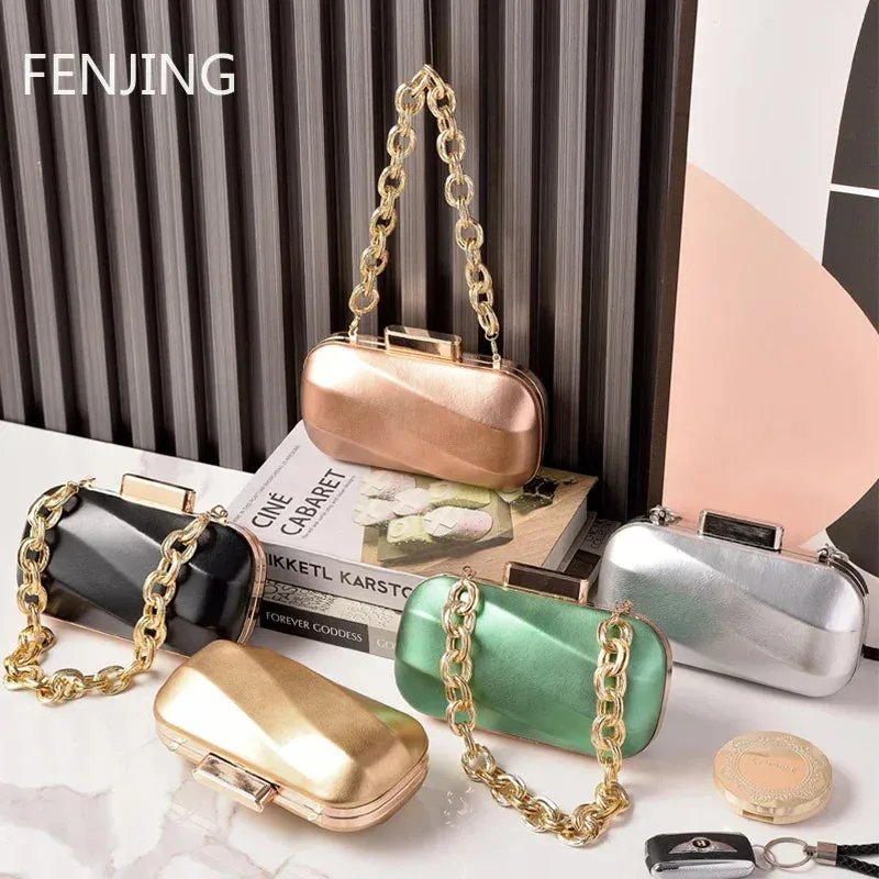 NEW Pu Evening Clutches Luxury Brand Bag Chain Handbags Gold Silver Luxury Designer Purse Party Wedding Shoulder Bags Pouch