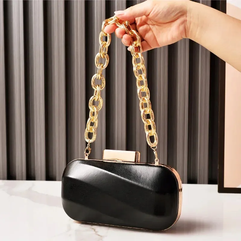 NEW Pu Evening Clutches Luxury Brand Bag Chain Handbags Gold Silver Luxury Designer Purse Party Wedding Shoulder Bags Pouch