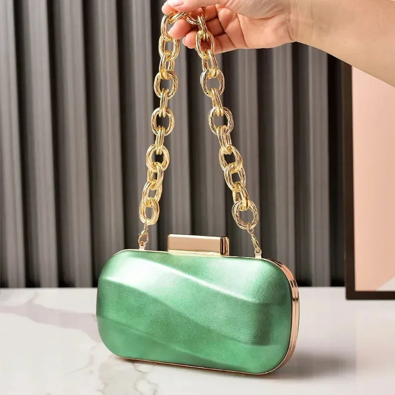 NEW Pu Evening Clutches Luxury Brand Bag Chain Handbags Gold Silver Luxury Designer Purse Party Wedding Shoulder Bags Pouch
