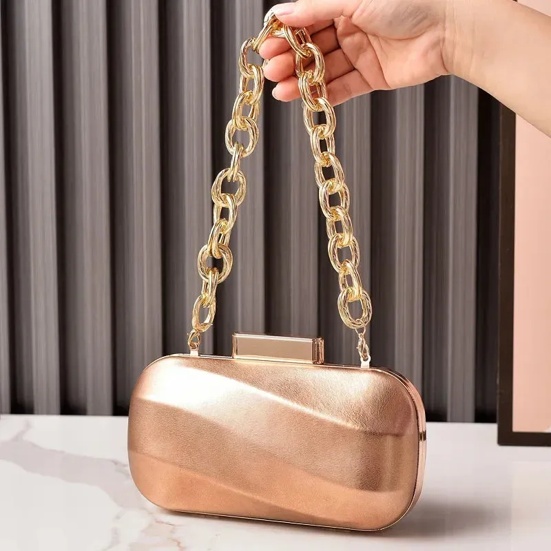 NEW Pu Evening Clutches Luxury Brand Bag Chain Handbags Gold Silver Luxury Designer Purse Party Wedding Shoulder Bags Pouch