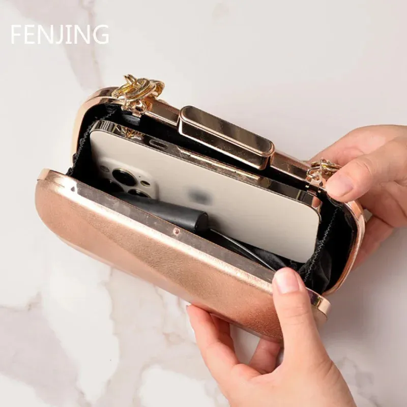 NEW Pu Evening Clutches Luxury Brand Bag Chain Handbags Gold Silver Luxury Designer Purse Party Wedding Shoulder Bags Pouch
