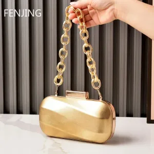 NEW Pu Evening Clutches Luxury Brand Bag Chain Handbags Gold Silver Luxury Designer Purse Party Wedding Shoulder Bags Pouch