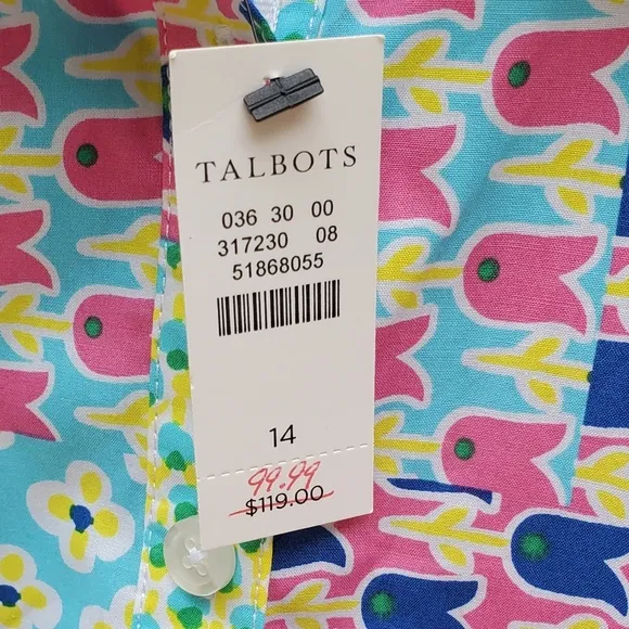 NEW! Talbots Island Patchwork Belted Shirt Dress