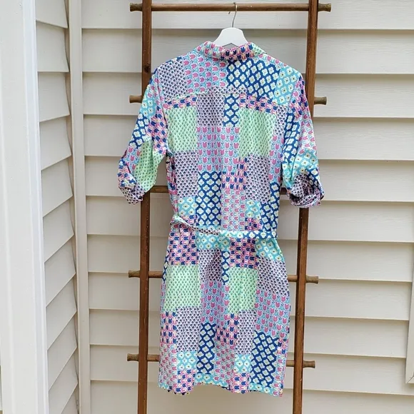 NEW! Talbots Island Patchwork Belted Shirt Dress