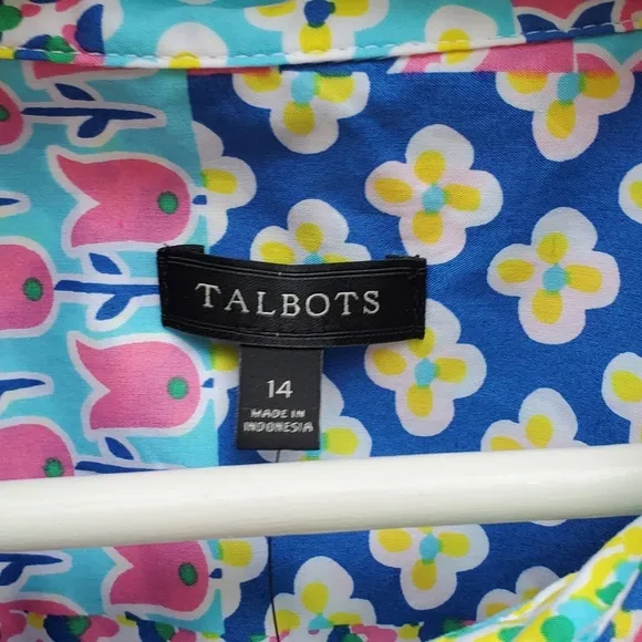 NEW! Talbots Island Patchwork Belted Shirt Dress