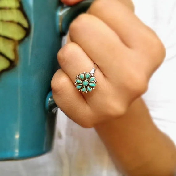 Nia Western Style Turquoise Silver Ring